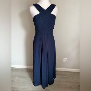 Xuibol Navy Blue Criss Cross Halter Neck Chiffon Full Length Gown Women S Formal